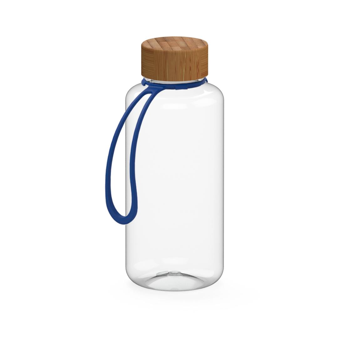 Láhev na pití "Natural" čirá-transparentní vč. popruhu, 1,0l, Transparentní modrá/Modrá