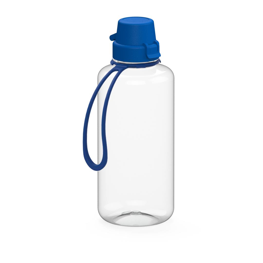 Láhev na pití "School" čirá-transparentní vč. popruhu, 1,0l, Černá/Černá