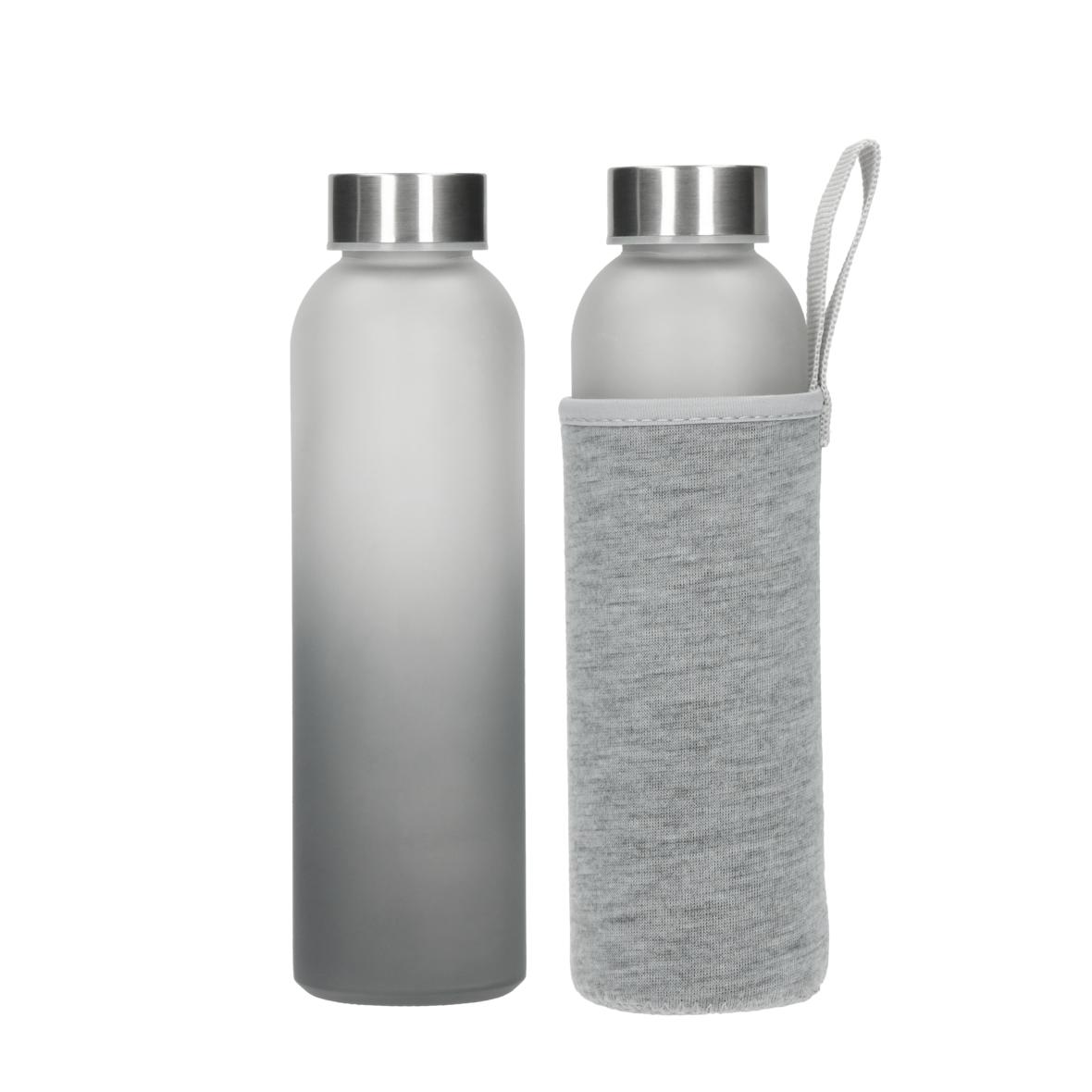 Skleněná lahvička s pouzdrem "Iced", 0,5l, Transparentní/Šedá