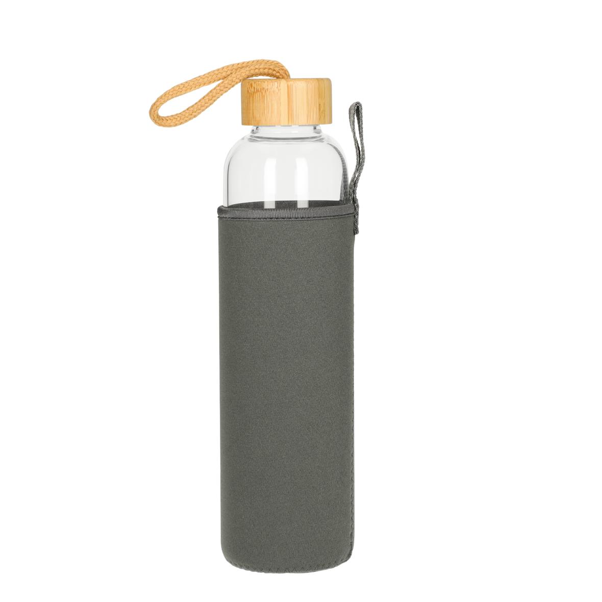 Skleněná láhev s pouzdrem "Bamboo" 0,75 l, Transparentní/Šedá