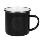 Smaltovaný šálek "Cozy", černý, Černá / Bílá