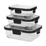 Skleněná nádoba "LOKA", 640 ml, Černá/Transparentní