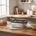 Nerezový box se skleněným víkem "RILO“, 1200 ml, Stříbrná/Šedá