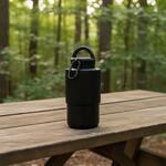 Nerezový hrnek s karabinou "Trail“, Černá